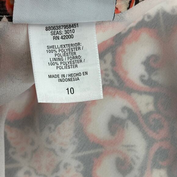 Vintage Jaclyn Smith Y2K Orange Print A-Line Midi Skirt Lined Womens Size 10 - Picture 10 of 12